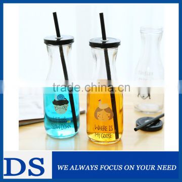 500 ml decal glass juice bottle with lid and straw                        
                                                Quality Choice