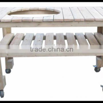 Wooden table cart for built-in bbq