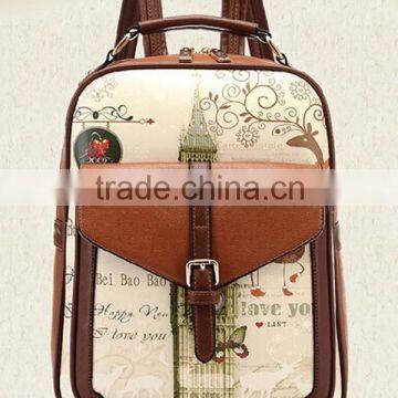 2014 new and hot south korean style backpack fashion women printing school colourful school backpack bags