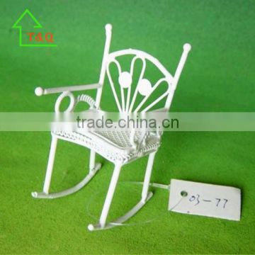 DollsHouse Miniature 1:12 Scale Furniture White Wire Rocking Chair