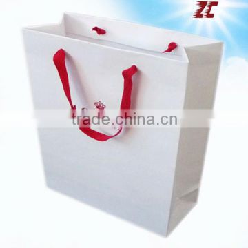 Popular Cheap White Paper Shopping Bag with Ribbon Handles Factory Direct Sale Paper Bag