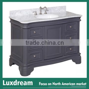 Dark grey matte solid wood bathroom vanity with 48" bathroom cabinet