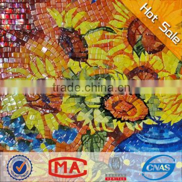 HF JY-JH-FV07 popular decor mosaic tile sunflower mosaic vase design hand cut mosaic pattern mosaic mural wall murals
