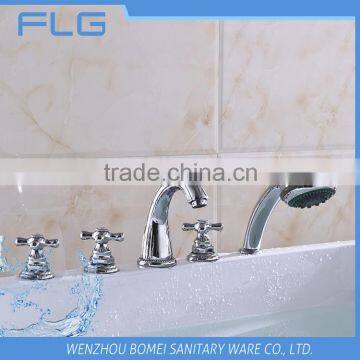 High Quality Product FLG614 Lead Free Chrome Finished Cold&Hot Water 5 PCS Bathtub Shower 5 Holes Faucet set