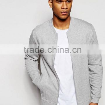 Custom Baseball Collar Side Pockets Without Hood Grey Men's 85% Cotton 15% Viscose Casual Breathable Zip Open Sweatshirt