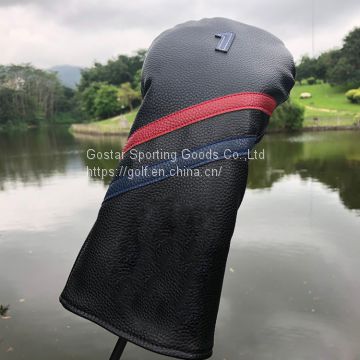 Golf club headcover for wood 1 3 5 ,PU leather golf wood head cover
