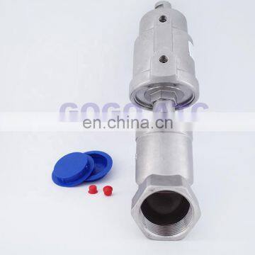 SS pneumatic control angle seat valve stainless steel actuator DN40 1 1/2 inch normally close open double acting  valve