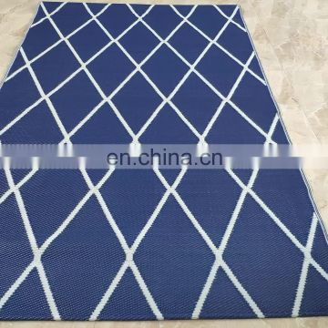 Machine made plastic woven mat for outdoor