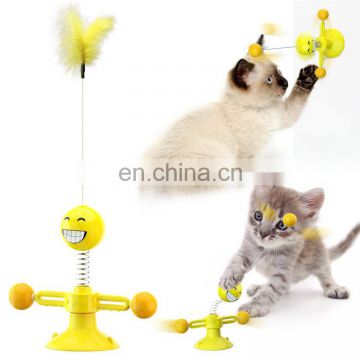 New Interactive Feather Spring Cat Toy High Elastic Spring Cat Ball Toy 360 degree Rotate Kitty Toy