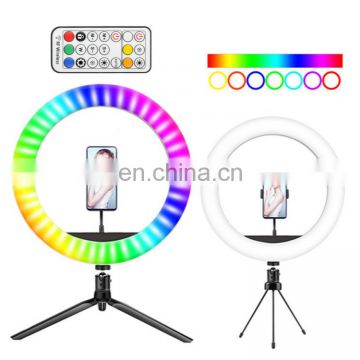 Dimmable LED portable changing RGB photograph make up selfie ring fill light with Tripod Stand aro de luz de