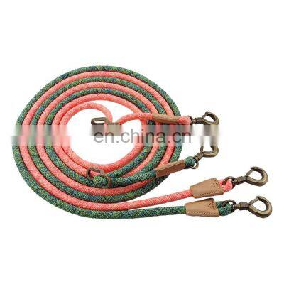 round and colorful rope dog leash for two dogs multi-functional dog leash 2021 new design