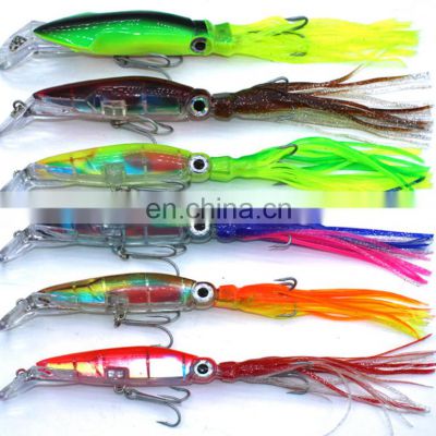 Crystal Clear 6 COLORS Octopus Squid Shape Minnow 40g 14cm Sinking/Suspending Hard bait for Trolling Surf Sea Lake
