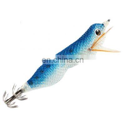 12G/8CM  Flash Fishing Hard lure Luminous Squid Jig Lures Wood Shrimp with Button Batter