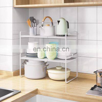 Retractable Metal 2 Layer Multifunctional Multipurpose Kitchen Cabinet Storage Rack