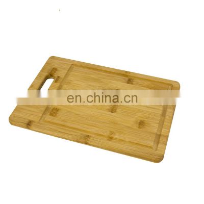 High Quality Rectangular Organic Bamboo Cutting  Board with Groove for Kitchen