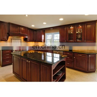 Luxury modern design classic style solid dark wood bespoke island kitchen cabinet