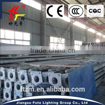 Circular, oval or square 3-15M street light steel pole with double or single arm, hot-dipped galvanized & powder spraying
