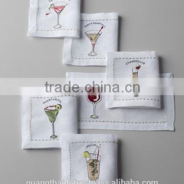 embroidery cocktail napkin