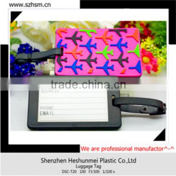 Wholesale custom made logo Soft PVC plastic luggage tags