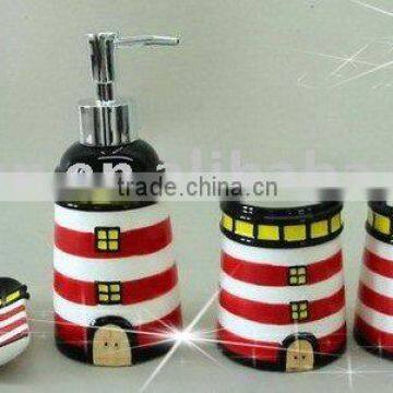 ceramic bathroom set with embossed handpainted