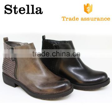 top selling fashion rubber sole tan leather ankle boots