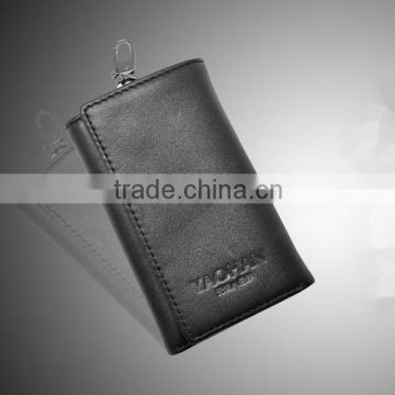Personalized leather wallet card holder with keychain