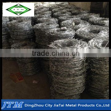 (17 years factory)Galvanized barbed wire ,IOWA.MOTTO.BWG14*14 BWG16*16 200mm/250mm 400mm/500mm for brasil,Peru