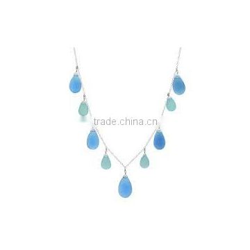 blue chalcedony silver necklaces