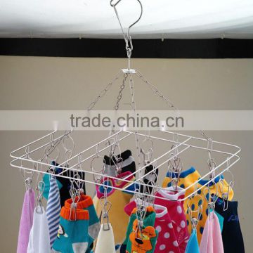 clip design stainless steel towel hanger and clothes clip drying hanger