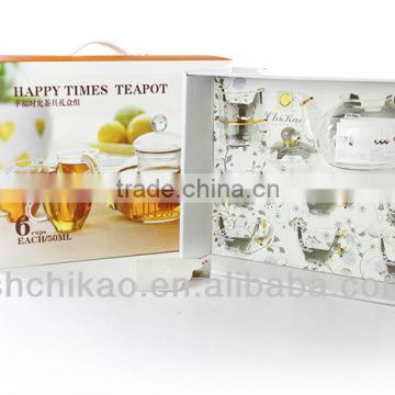 Heat Resistant Glass tea gift set with six cups