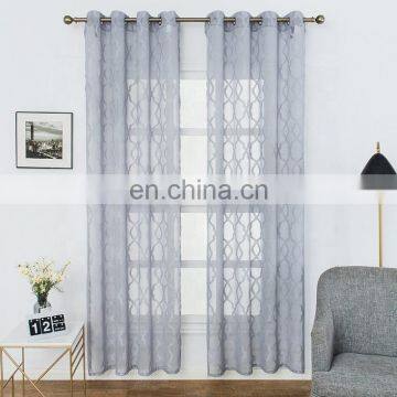 Fashionable doris yarn ready made cheap low price crinkle voile curtain