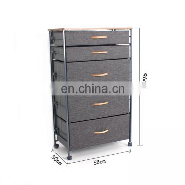 Customized 5L-5823 5-Drawer fabric bedroom dresser storage tower