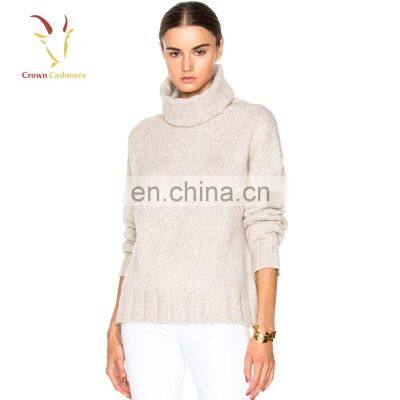 Ladies Turtleneck Thick Knit Wool Sweater for Winter