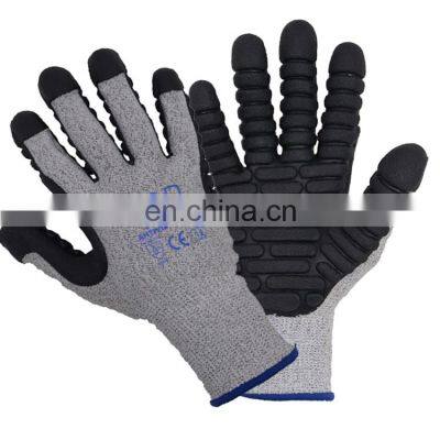 HANDLANDY Best quality Vibration-Resistant dipping nitrile smooth  rubber cut level 4 shock proof work gloves