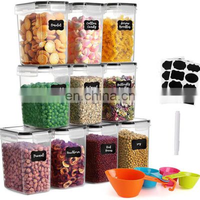 1.6L Airtight Food Storage Containers Set Plastic Canisters with Marker & Spoon Set  Pantry Organization Ideal for snacks