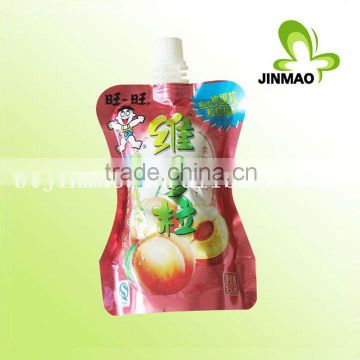 Bottom gusset plastic packaging shaped spouted bag for liquid
