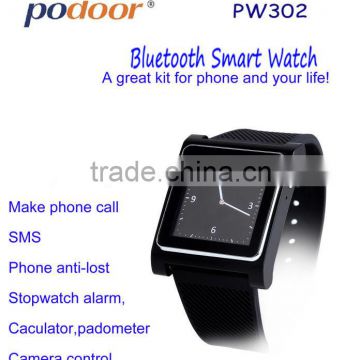 2014 hotest sales Bluetooth3.0 wrist watch social SMS call Sync pedometer MB anti-lost smart watch
