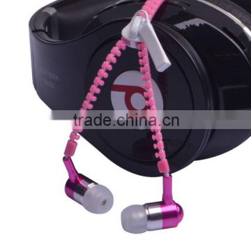High quality popular Zipper earphone for cellphone