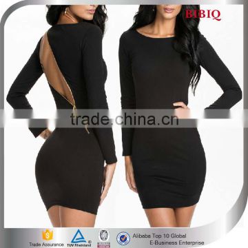 OEM Servise Supply Type Zip Back Long Sleeve Mini Club Dresses For Women