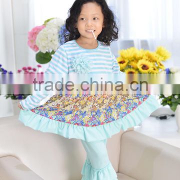 Wholesale children boutique clothing sets girls home-stay dress and ruffle pants clothing set persnickety remake girls boutique