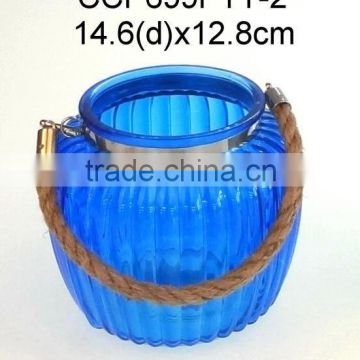 CCP699PTT-2 glass lantern sprayed with color with rope