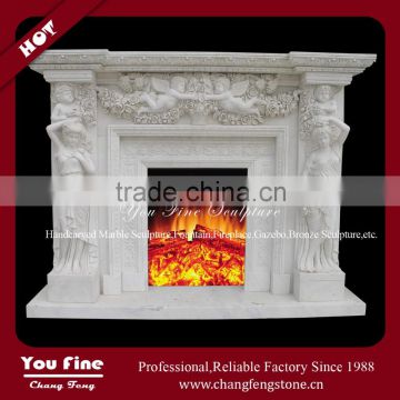 Indoor Hand Carved Freestanding Marble Fireplace Insert
