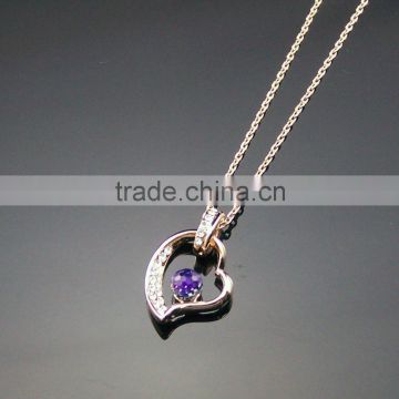 Precious love heart shape crystal charm alloy necklace for valentine gift