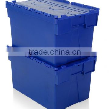 Injection Molded Attached Hinged Lid Container,Secure Tote Box