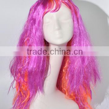 Remy Pink and purple mixed color wig synthetic crazy and funny wig N300