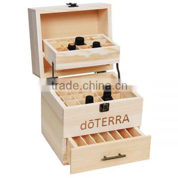 china factory selling pine 3 tier wooden 59 essential oil bottles case gift box for For Travel & Presentations
