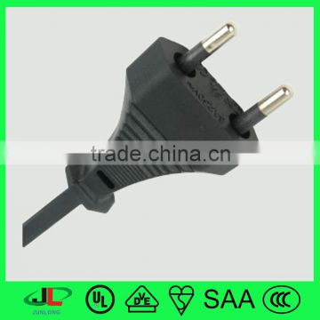 Europe standard 2 pin ac power plug with VDE wire cable 2*0.75 mmsq