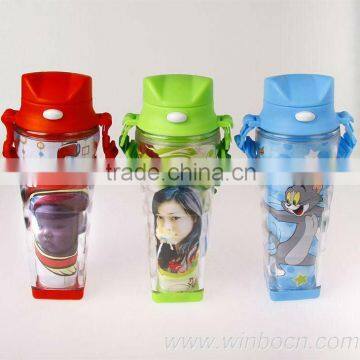 Plastic portable water bottle with suker DIY
