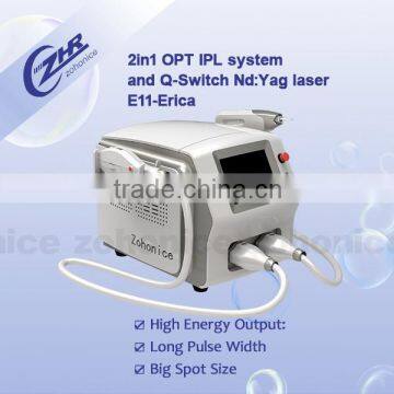E11C-Erica OPT e-light hair removal and Q-switch laser tattoo removal beauty machine