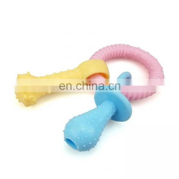 cute shape and color small dog play toy ,bone,nipple and ring combination puppy chew and play toy